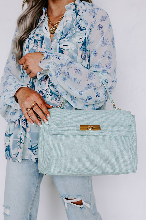 Standing On The Pier Woven Tote In Aqua