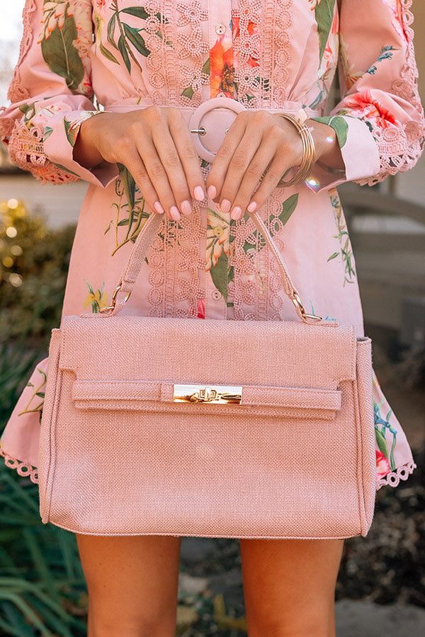 Standing On The Pier Woven Tote In Blush