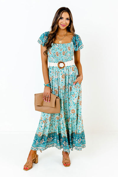 VICI - PREORDER // BESTSELLER Zabelle Floral Ruffle Cutout Maxi Dress $98  Sizes S - L Fall in love with our Zabelle Floral Ruffle Cutout Maxi Dress  and you will be summer's