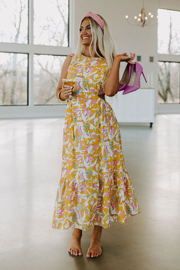 Yellow Cut Out Midi Dress