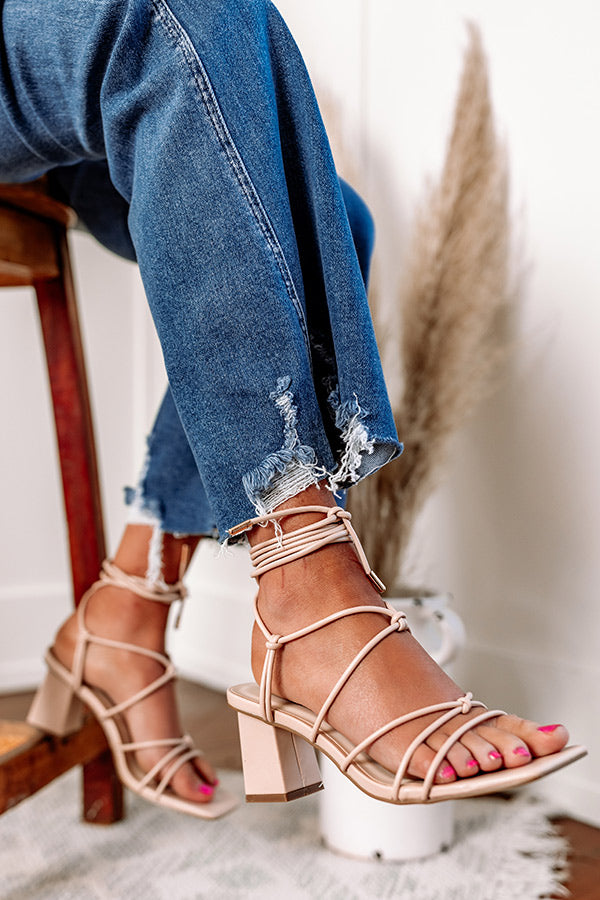 The Avette Faux Leather Lace Up Heel In Natural