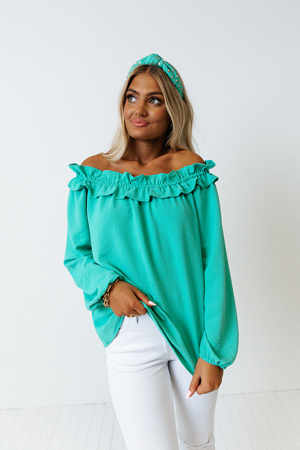 Ray Of Off Shoulder Top In Green Impressions Boutique