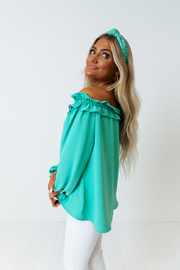 Ray Of Sun Off Shoulder Top In Green • Impressions Online Boutique
