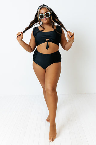 Just Add Water High Waist Bikini Bottom in Black Curves • Impressions  Online Boutique