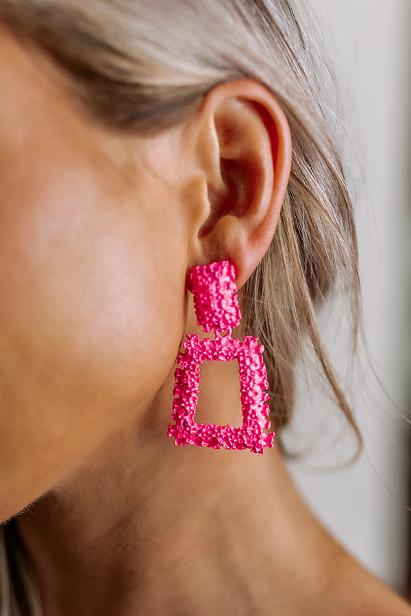 Signature Smile Earrings In Neon Pink