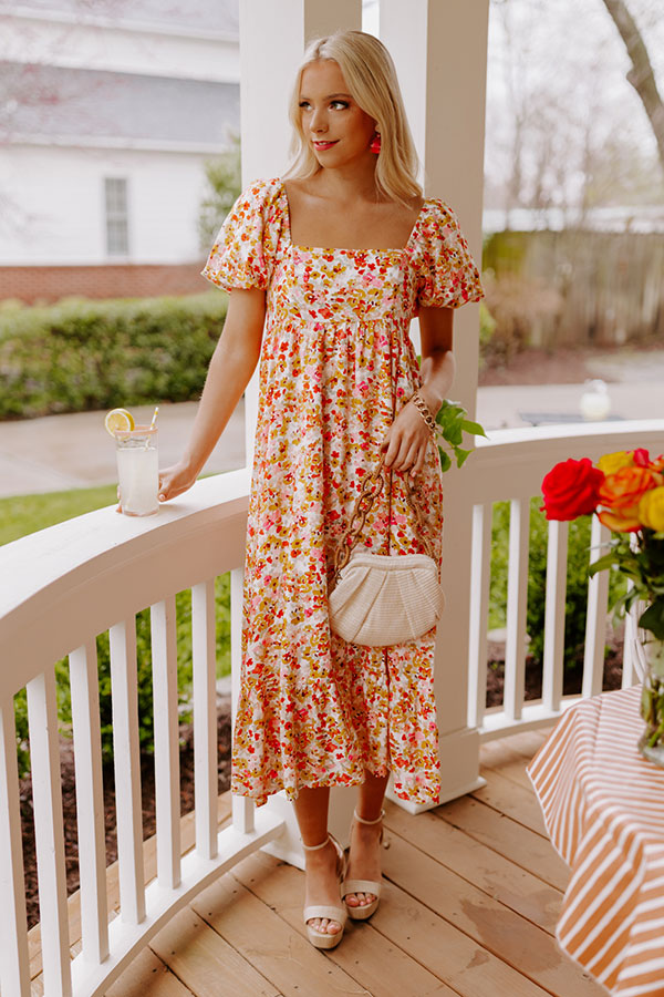 Take A Second Floral Midi In Ivory