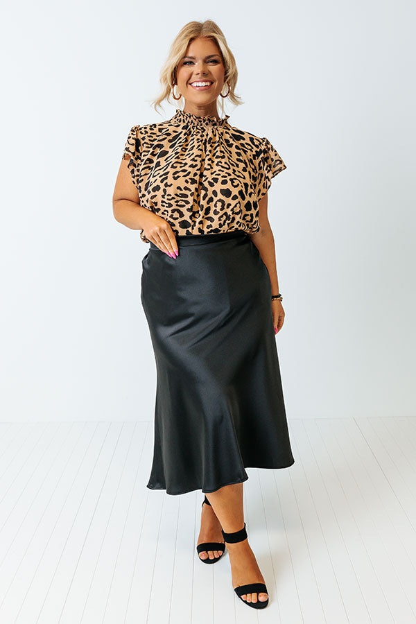 Fashion Talks Satin Skirt In Black Curves