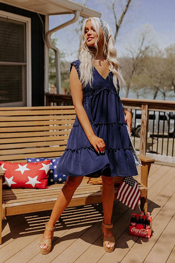 Celebrate Together Smocked Dress in Navy