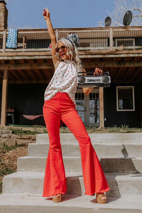 The Blakely High Waist Flares In Red • Impressions Online Boutique