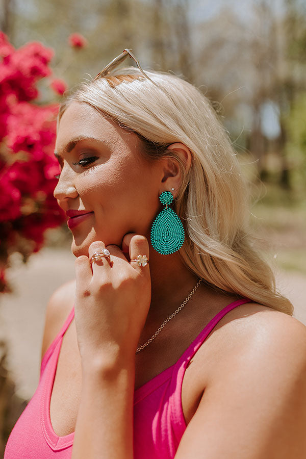 Sweetest Dream Beaded Earrings In Turquoise