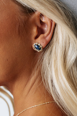 Piper Gold Stud Earrings in Blue Lapis • Impressions Online Boutique