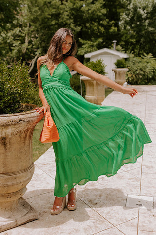 Kiss Me In the Meadow Maxi In Kelly Green • Impressions Online