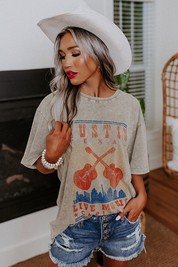 Austin Live Music Mineral Wash Graphic Tee • Impressions Online Boutique