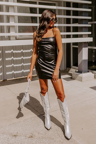 The Harris Faux Leather Cowboy Boot in White