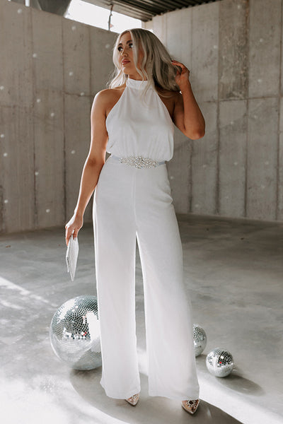 Sammie Knot Halter Neck Jumpsuit - Oyster – Pretty Lavish