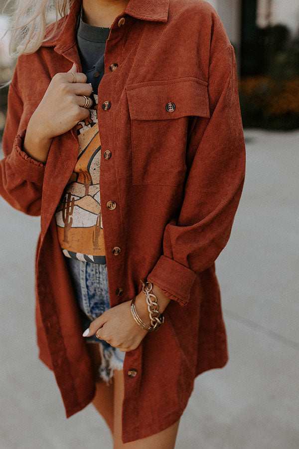 Lattes At The Lodge Corduroy Dress In Rust • Impressions Online Boutique