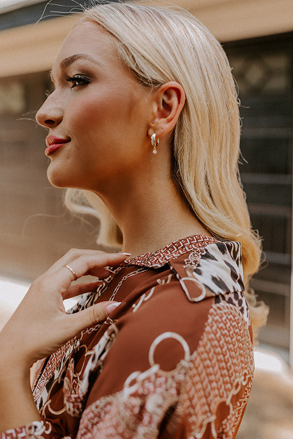 Livy Silver Huggie Earrings in White Crystal