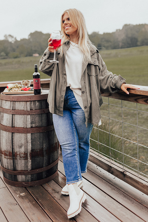 Wake Up Call Jacket In Olive Curves