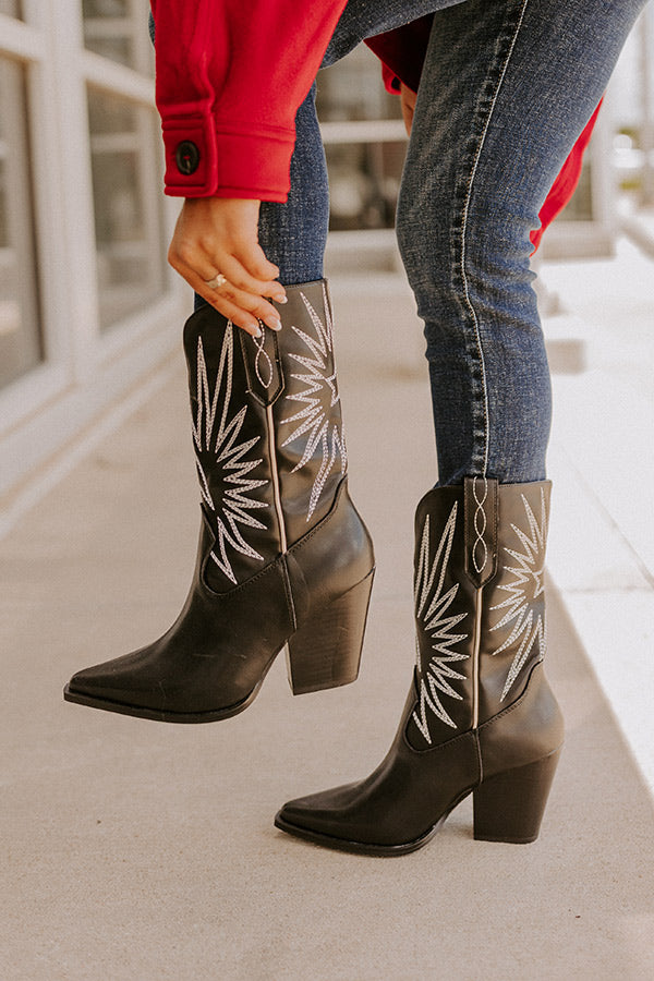 The Beau Faux Leather Cowboy Boot In Black