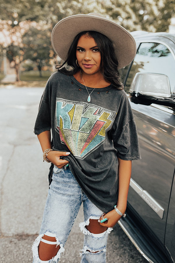 Kiss Logo Distressed Vintage-Wash Graphic Tee • Impressions Online Boutique