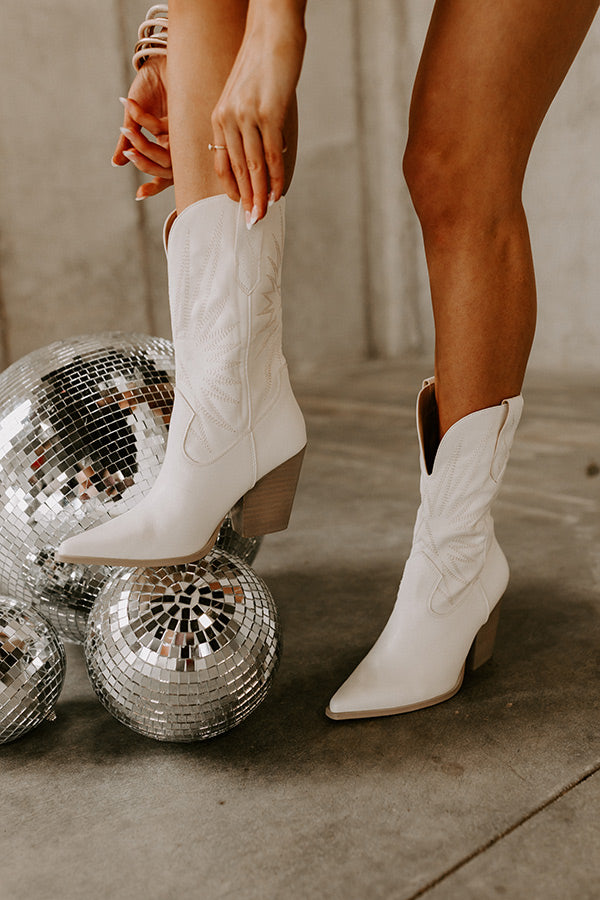 The Beau Faux Leather Cowboy Boot In Ivory