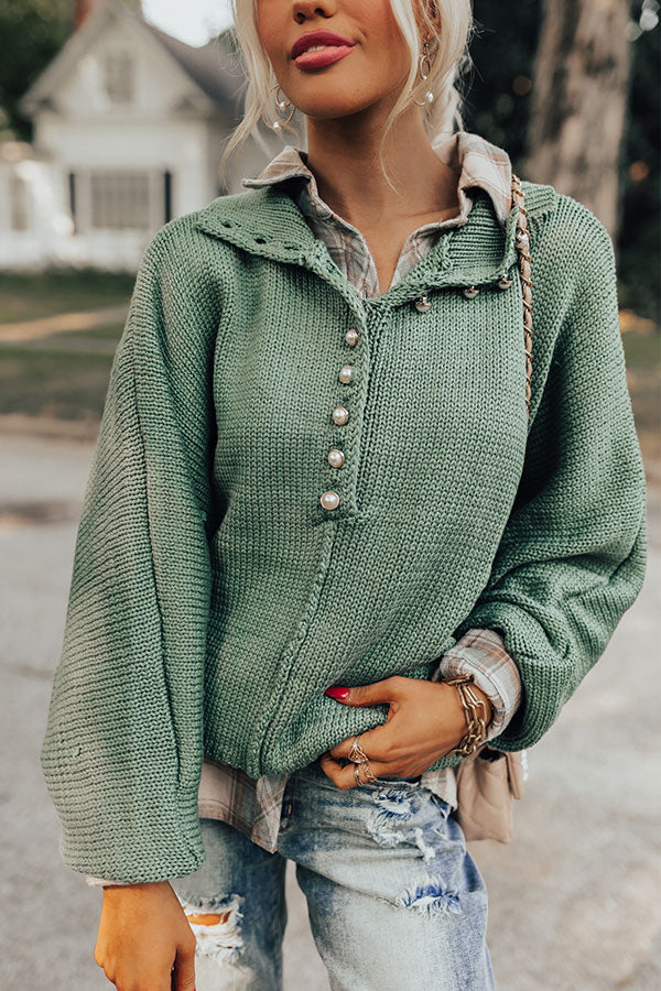 Apple Picking Pretty Knit Sweater In Green • Impressions Online Boutique