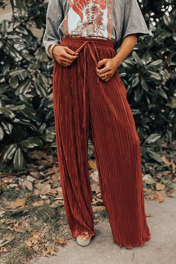 Ulla rust brown high water wide leg pants in merinowool - KO:KO