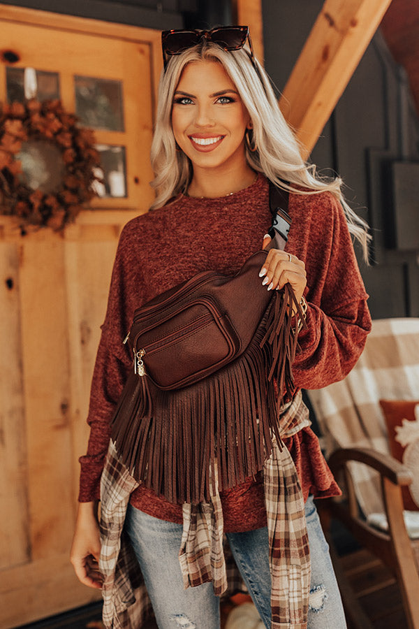 Trip Of My Life Fringe Fanny Pack In Brown • Impressions Online Boutique