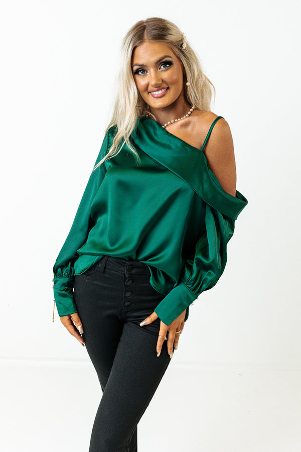 Night Ready Satin Top In Hunter Green • Impressions Boutique