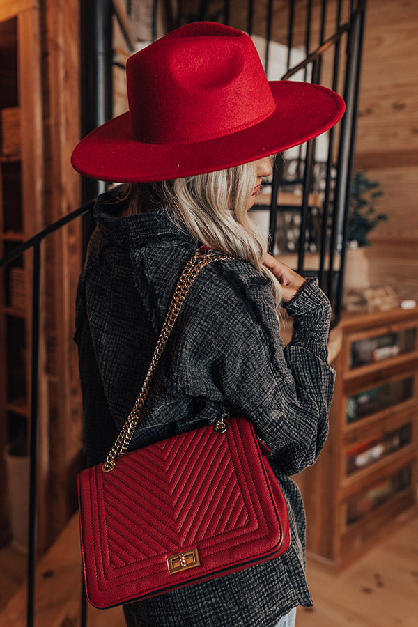 The Chain Link Leather Crossbody Red