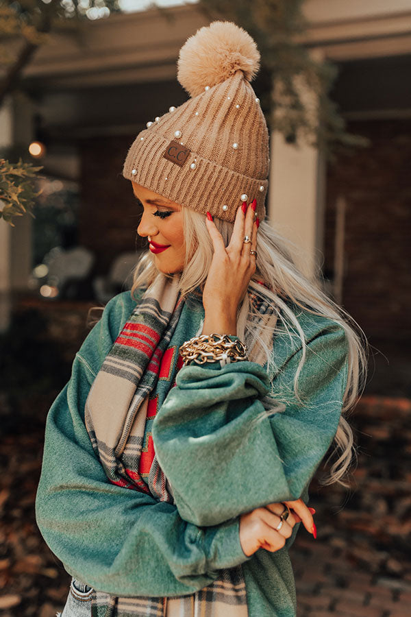 Leopard Pom Beanie Latte