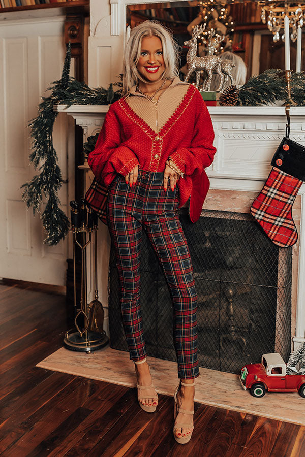 Endless Cheer Plaid Pants In Navy