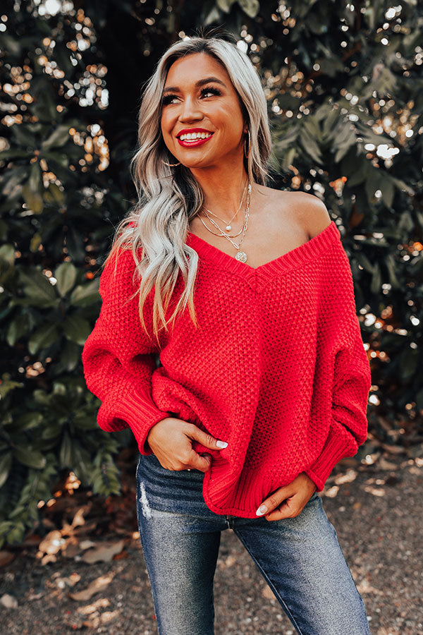 Just Joyful Knit Sweater In Red • Impressions Online Boutique