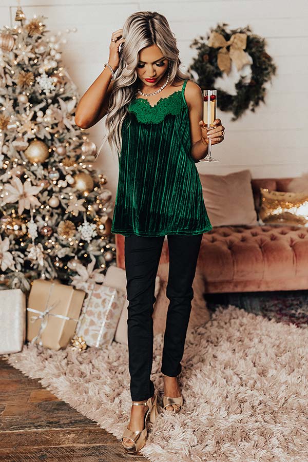 Finding Romance Velvet Tank In Green • Impressions Online Boutique