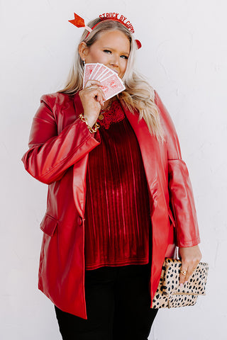 plus size red faux leather jacket