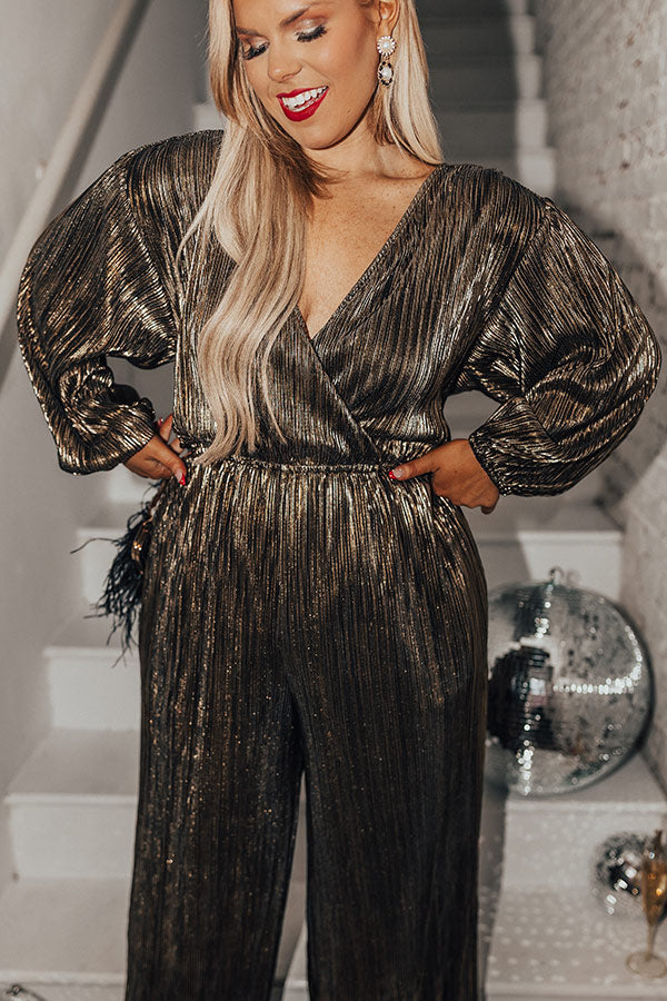 gold pleated jumpsuit