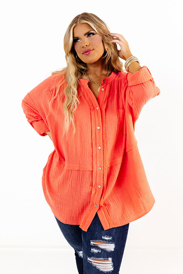 Sunny Forecast Tunic In Bright Coral Curves