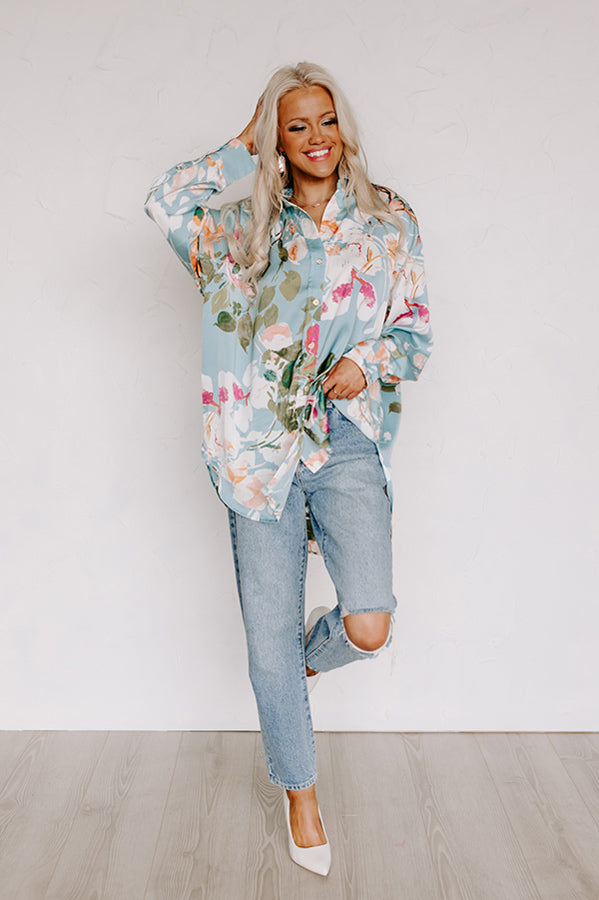 Mind On Malibu Button Up In Sky Blue
