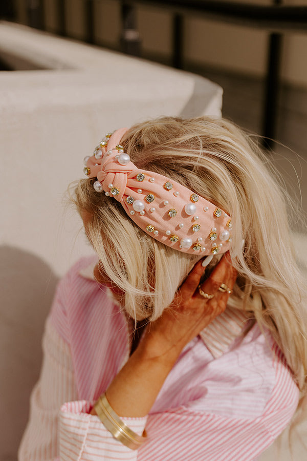 Majestic Moment Embellished Headband In Peach