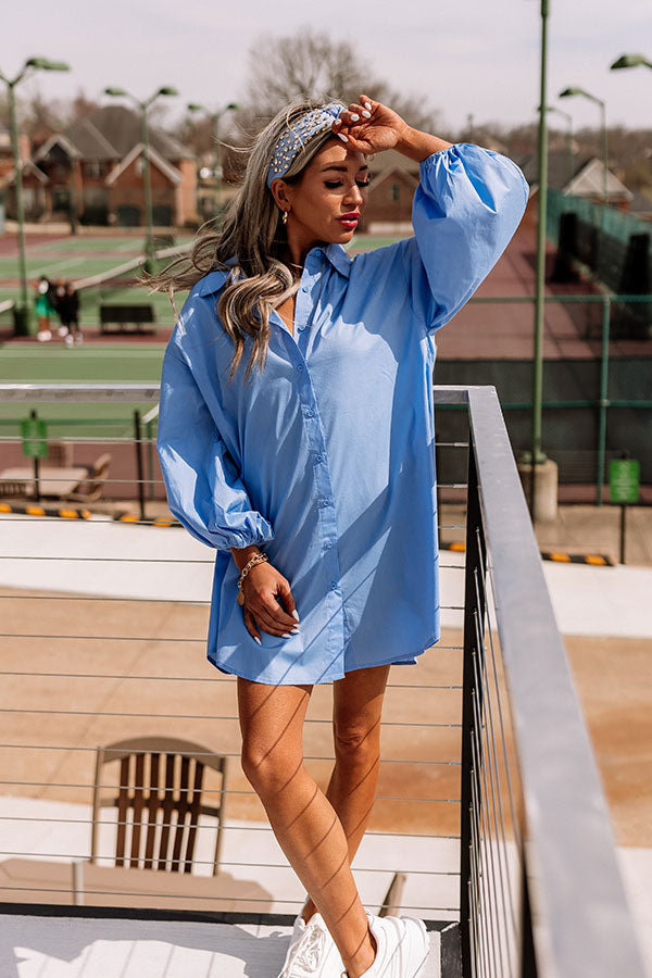 Preppy and Proud Tunic Dress In Sky Blue