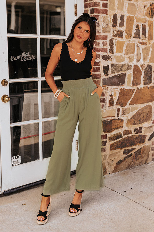 Solid Olive Green 1940s Style High Waisted Palazzo Pants – Loco Lindo