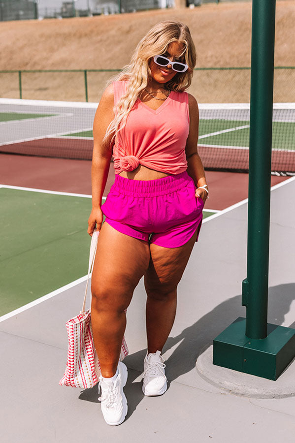 Presentator Zwart Hoogte Extra Cardio High Waist Windbreaker Shorts In Hot Pink Curves • Impressions  Online Boutique
