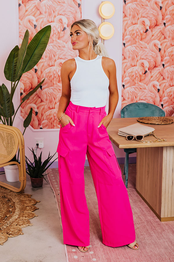 The Nikki High Waist Trousers In Hot Pink • Impressions Online Boutique