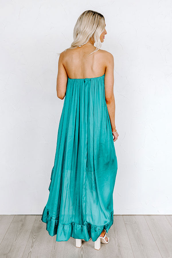 Milan Runway Satin Dress In Teal • Impressions Online Boutique