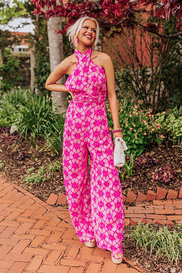 CROCHET HALTER JUMPSUIT in Natural