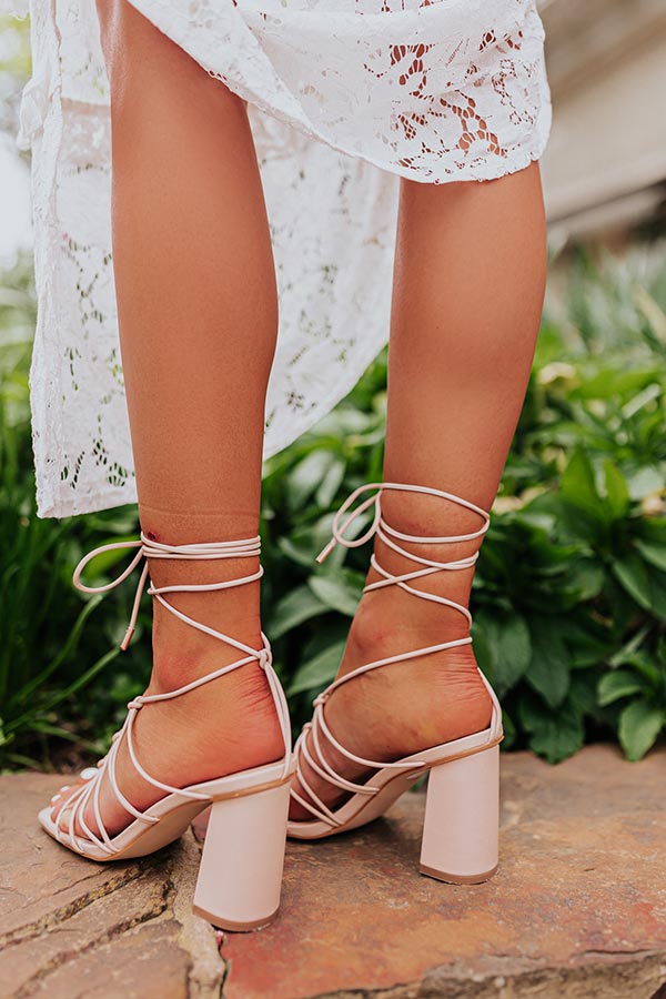 The Biana Faux Leather Lace Up Heel In Natural • Impressions Online Boutique 