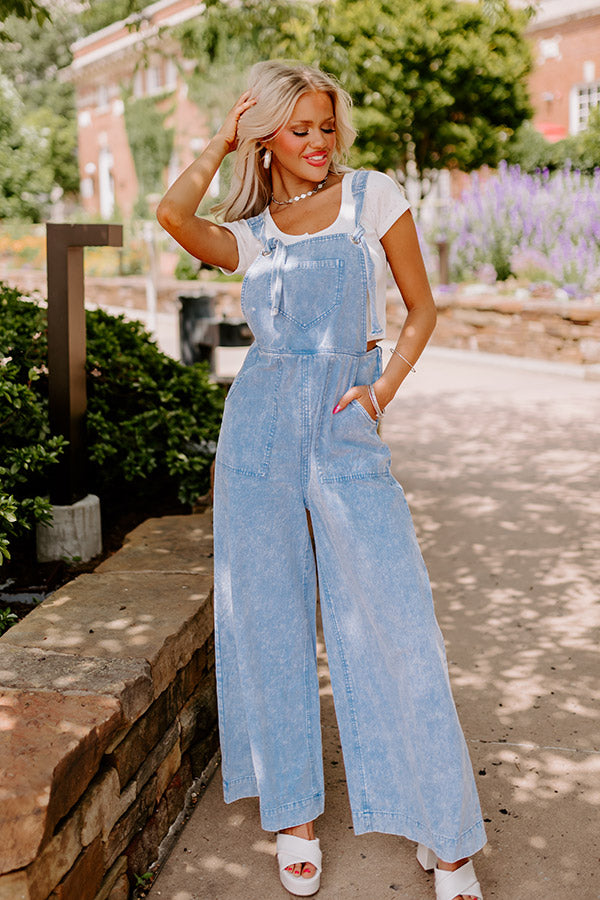 The Meena Denim Overalls In Light Wash • Impressions Online Boutique