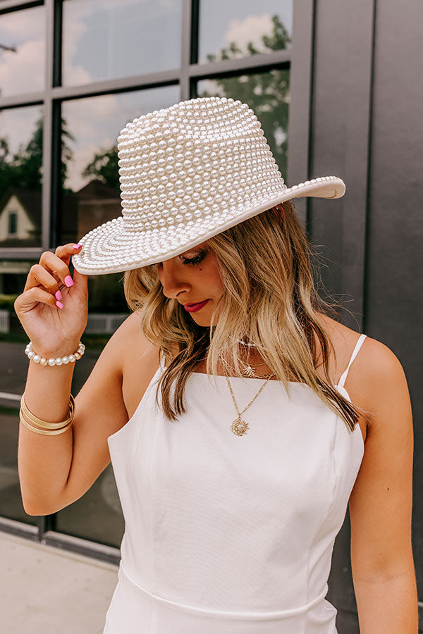 Subtly In Love Faux Pearl Embellished Fedora