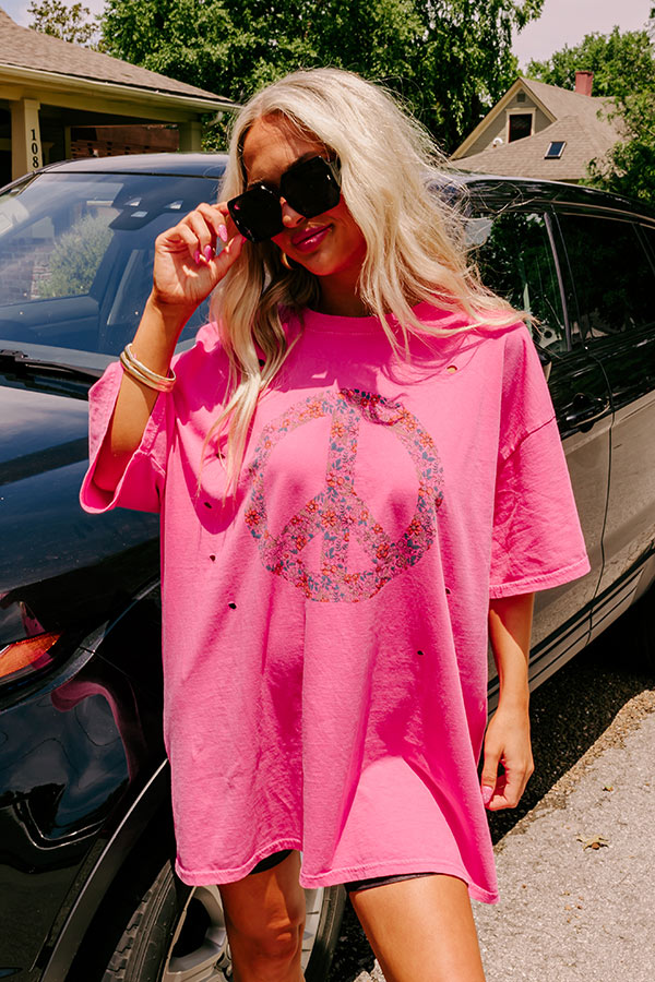 Pink oversize T-shirt with logo