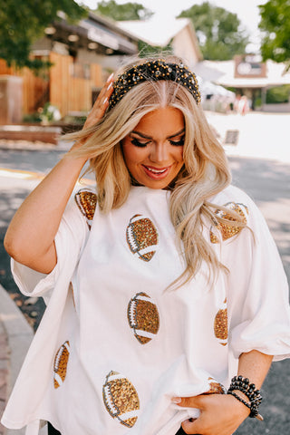 Football Season Sequin Oversized Tee in Ivory Curves • Impressions Online  Boutique